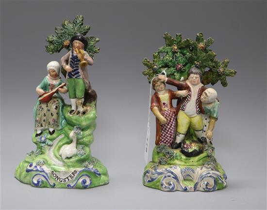 Two Walton pearlware groups one titled the Songsters tallest 21cm